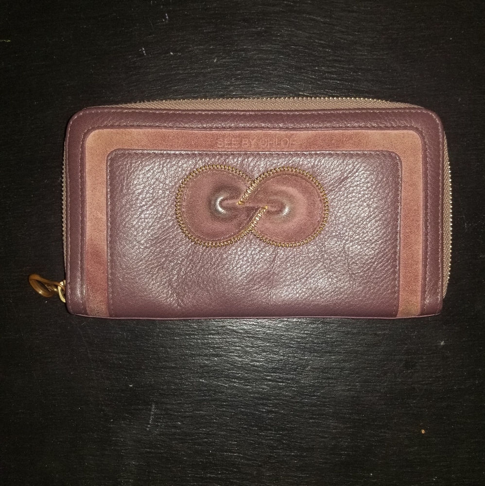 ๐ฅฐCHLOE 2-Tone Mauve zipper Logo WALLET๐ฅฐ